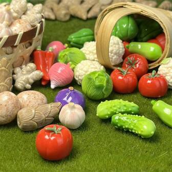 30pcs/20pcs/15pcs/10pcs/5pcs Mini Realistic Vegetable Decor, Miniature Landscape Creative Simulation Food Toys, Dollhouse Decoration DIY Accessories, Miniature Supermarket Vegetable Props, Food Toys Play House Ornaments, Micro Scene Photography Props