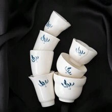 白瓷手绘兰花小陶瓷茶杯，普洱茶个人杯，绿茶功夫茶具，重返校园 - 彩色 - 查看 8