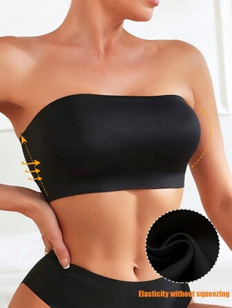 女士性感无肩带文胸 无缝抹胸 无衬垫 无痕抹胸 无钢圈文胸 聚拢抹胸 贴身内衣 抹胸 内衣 露背胸罩 透气面料 速干 适合搭配连衣裙和日常穿着