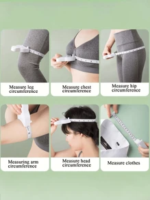 3件組多功能身體與戒指量尺套組，包含60英吋/150公分自動收縮腰圍量尺、便攜迷你量尺及美國1-17號手指尺寸量規附放大鏡，可重複使用塑膠精準珠寶尺寸量測工具，適用健身與居家 - 彩色 - 查看 3