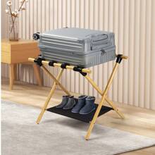 Bagażnik bambusowy, odpowiedni do sypialni, pokoju gościnnego, hotelu - Naturalny bambusowy składany regał do przechowywania - Domowy regał do przechowywania - Składany bagażnik z wytrzymałym paskiem na ramię