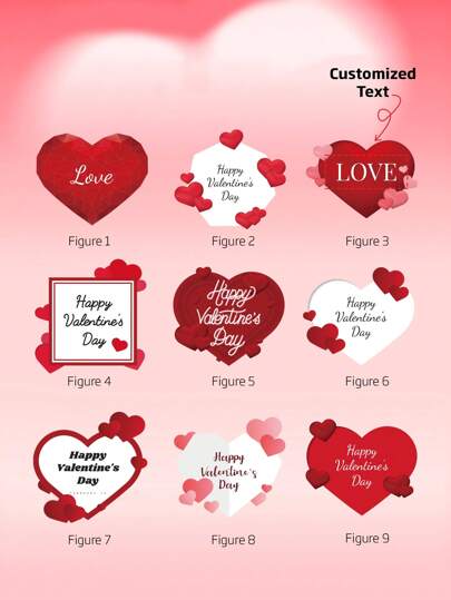4x4cm Customized Valentine's Day Love Stickers, Wedding Stickers, Heart-Shaped Stickers, Can Print Your Text, Elegant Floral And Botanical Bride Design