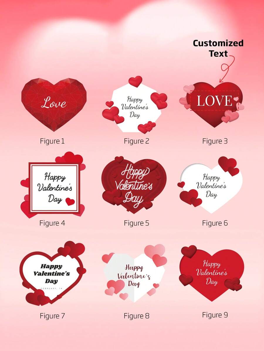 4x4cm Customized Valentine's Day Love Stickers, Wedding Stickers, Heart-Shaped Stickers, Can Print Your Text, Elegant Floral And Botanical Bride Design - Multicolor - View 1
