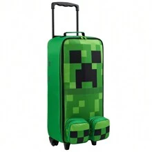 Minecraft Suitcase With Wheels Foldable Trolley Bag Creeper Luggage Holiday Trips Travel Essentials 64 X 17 25cm 17L - Green - View 1