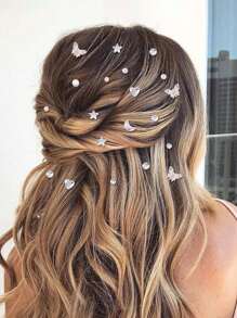 5 buc/3 buc autocolante cu strasuri în formă de stea și inimă goală, autocolante pentru accesorii de păr cu strasuri cu stea și inimă de cristal, autocolante autoadezive pentru decor de păr DIY pentru femei și fete, bentițe de păr decorate cu strasuri, potrivite pentru sărbători, zile de naștere, petreceri, concerte, baluri mascate, Crăciun, instrumente de coafat păr, decorațiuni de festival pentru femei