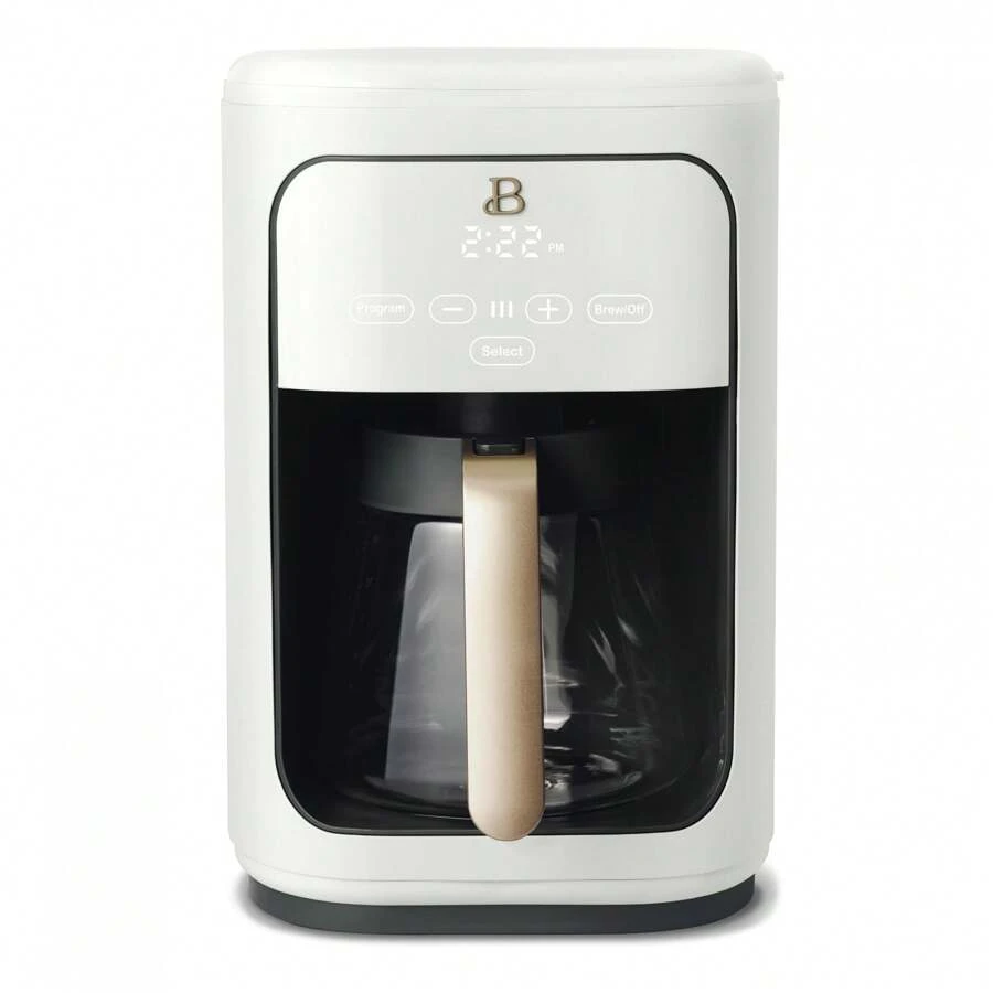 Beautiful 14-Cup Programmable Drip Coffee Maker With Touch-Activated Display, White Icing By Drew Barrymore - White - View 1