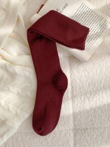 1双/2双/5双装 女士纯色保暖过膝袜，秋冬季百搭舒适