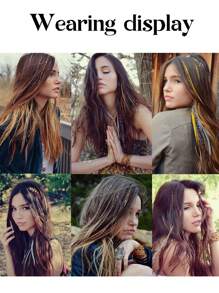 Synthetic Feather Hair Extensions Colorful Wig Clip In One Wig For Women Cosplay Party Y2K Style Good For Newbie Christmas Gift - Multicolor - View 9