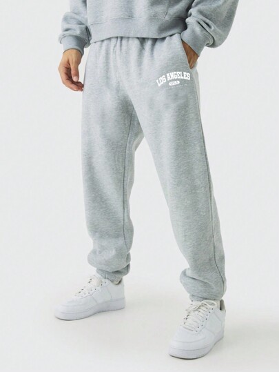 1pc Tween Boy Loose Fit Casual Solid Color Letter Graphic Decor Fleece Jogger Pants, Spring Autumn