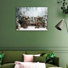 Antique Sled Carriage Printed Artwork, Holiday Background With Green Leaves, Red Berry, Pine Cones, Lanterns, Snow Covered Trees-Perfect For Home, School, Restaurant, Bathroom, Kitchen Decorative Gift 1 Oil Painting In Wood Frame (3) Thickness Cm/0.9Inch, High Quality Wall Painting Poster, Direct Wall Painting, Home Gift Decoration, Room Decoration Aesthetics, Wall Decoration Art, Gift, Decoration, Perfect Gift, Living Room, Bath Room, Bedroom, Kitchen - 16*24吋(40*60CM) - 查看 3
