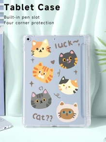 可爱猫咪保护壳，兼容 iPad 7/8/9 10.2 英寸，带内置铅笔槽，兼容三星 Galaxy Tab A8 10.5 英寸 2022、S6 Lite 10.4 英寸，外壳轻薄柔软，TPU 防刮背面，防震抗冲击凸起边缘 - 彩色 - 查看 4