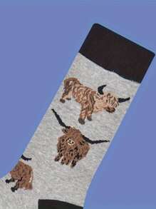 1 Pair Of Cartoon Printed Hosiery Comfortable Breathable Mid-Tube Socks Unisex Socks Suitable For Outdoor Sports Socks For All Seasons, Fall - Multicolor - View 3