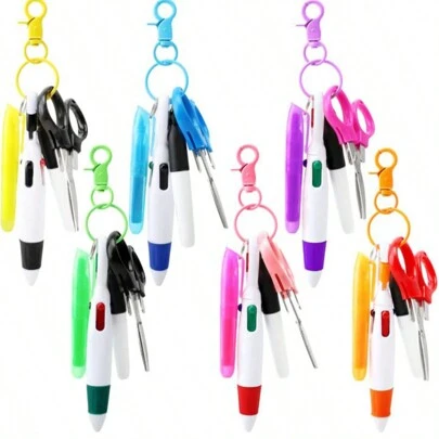 1/6 套装护士徽章笔工具配件包括护理钥匙扣夹套装四合一圆珠笔和迷你不锈钢剪刀，适合护士医生节礼物