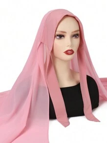 1 Stück Frauen Abaya Accessoires einfarbiger praktischer Schleife-Fixierung rutschfester Chiffon Hidschāb Kopftuch