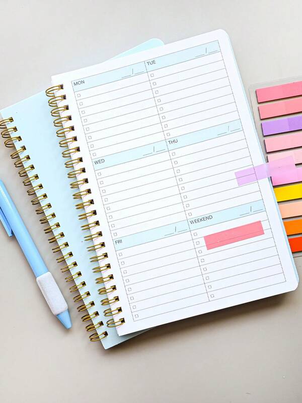 Weekly Planner Notebook Undated Daily Schedule Agenda Sprial Goals Planner With Habit Tracker For Women,School Supplies,Back To School