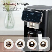 Gevi 12 Cup Programmable Drip Coffee Maker With Touch Screen, Fast And Strong Brew, Auto Shut-Off, 4-Hour Keep Warm Plate