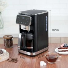 Gevi 12 Cup Programmable Drip Coffee Maker With Touch Screen, Fast And Strong Brew, Auto Shut-Off, 4-Hour Keep Warm Plate