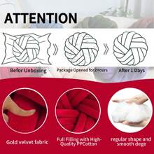 1 chiếc gối trang trí tròn mềm mại màu gradient, vải canary trang trí phòng và gối thắt nút cao cấp giúp tăng thêm kết cấu cho cuộc sống hàng ngày của bạn - Màu Đỏ Sâu - Xem 3