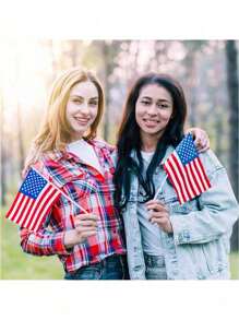 5/10pcs American Flag, Mini Handheld Flag, Polyester Full-Color Tear Resistant Flag, Commemorative Terrace Decoration Outside Patriotic Holiday Courtyard