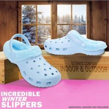 City Comfort Clogs Winter Classic Fleece Lined House Shoes Warm Garden Slip On With Strap - Blue - View 2
