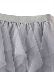 Women  Plus Size Tulle Tutu Skirt Solid Color Elastic Layered Mesh Fairy A-Line Skirt For Beach Party Streetwear - 灰色 - 查看 4