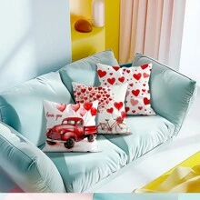 4 Stücke Valentinstag Dekorations-Set, beidseitig bedruckte Kissenbezüge