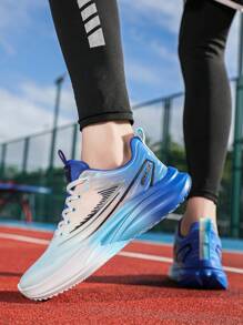 弹性透气运动鞋跑步鞋男士休闲运动鞋 - 藍色 - 查看 3