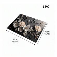 1pc Washing Machine Cover Mat, 3D Floral Print Pattern, Kitchen Countertop Mat, Washer/Dryer Top Protective Cover, Multi-Purpose Kitchen Counter Cover, Modern Washer And Kitchen Appliance Top Protector, Clothes Drying Mat, Water-Resistant Countertop Mat, Home Goods