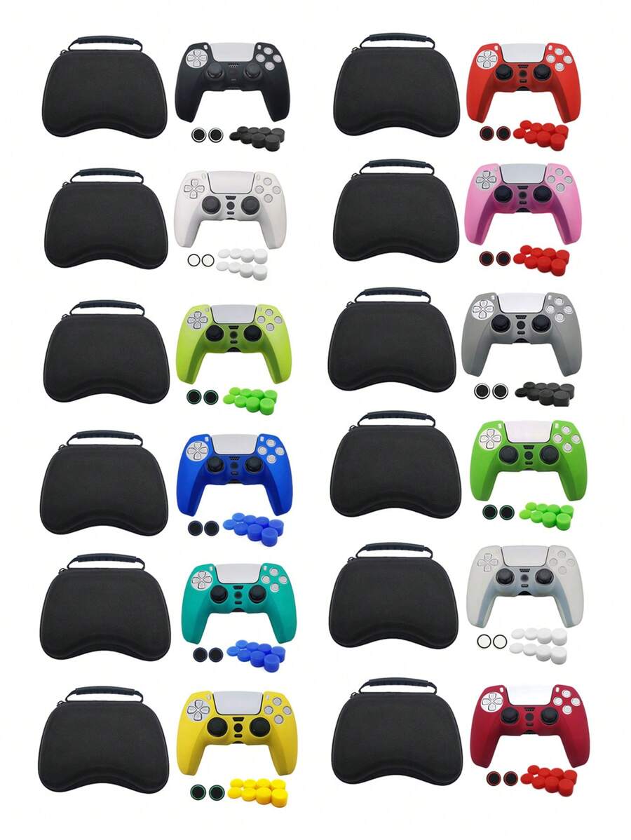 1 Set: 1pc PlayStation5 Controller Storage Bag + 1pc Game Protective Case + 10pcs Joystick Cap, Anti-Slip, Anti-Drop, Waterproof, Dustproof, Scratch-Resistant, Enhancing Gaming Experience