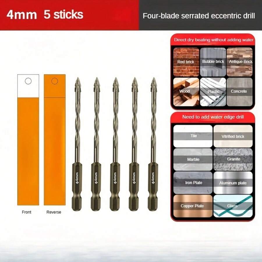 Beooshop Four Blade Serrated Eccentrc Drll Bts,Premum Serrated Edge