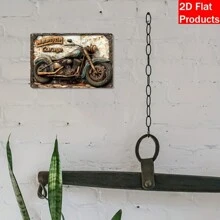 Letrero de metal vintage de garaje de motocicletas - Arte de pared de estilo campestre, adecuado para el hogar, bar, cafetería | Decoración interior/exterior con texto en inglés | Decoración de motocicleta de 20x30 cm, con agujeros perforados previamente, estilo de agujeros aleatorios - Multicolor - Ver 3