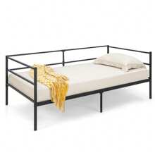Homasis Twin Metal Daybed Frame Dual-Use Platform Sofa Bed For Living Room Bedroom - màu đen - Xem 9