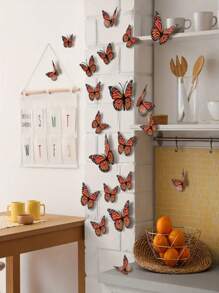 12pcs 3D Monarch Butterfly Wall Stickers - PVC Plastic Butterfly, Suitable For Home And Party Decoration, Perfect For Wedding, Birthday, Graduation Ceremony And Patriotic Celebration, Holiday Holiday Decorations Without Electricity
