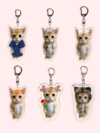 1pc Acrylic Cute Cat Doctor Cat Keychain/Nurse Cat Keychain/Pink Bow Cat Keychain/Love Cat Keychain/Funky Cat Keychain: Cute Funny Meme Sorrow Crying Kitten Head Acrylic Keychain/Bag Decorative Accessories, Can Be Used As A Gift For Bag, Jewelry Lovers, Bag Charm,Lanyard,Key Holder,Ideal For Boyfriends, Girlfriends, Family Members, Party Favors, Animal Themed Cell Phone Decorations And More. Car Accessories School Animal Goth Y2k