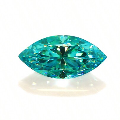 1pc Mosanite Asymmetric Horse Eye Shape Green Colorless Loose Rhinestone Jewelry Necklace Decor, VVS Clarity