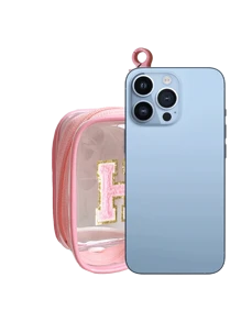 Portable Mini Transparent Zipper Storage Bag, Towel Embroidered Letter, Small Multi-Function Storage Bag, Earphone & Charger Storage Box With Keychain, Transparent Travel Accessories, Exquisite And Compact, Suitable For Storing Small Items, Cable Storage Bag, Bracelet Pouch - Pink - View 29