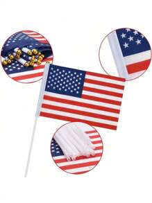 5/10pcs American Flag, Mini Handheld Flag, Polyester Full-Color Tear Resistant Flag, Commemorative Terrace Decoration Outside Patriotic Holiday Courtyard