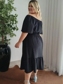 Vestido Midi Plusize Ciganinho Cintura Lastex Modinha Grande