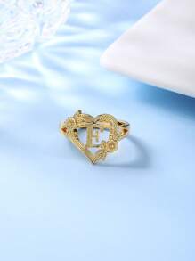 1pc Stylish Adjustable Rings With Heart, Letter, Geometric Pattern Design, Fashion Accessories, Ideal Gift