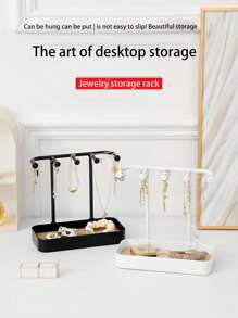 1pc Jewelry Display Stand, Desktop Makeup Vanity Hanging Earring Necklace Bracelet Ring Rack, Entryway Key Holder & Organizer Tray For Jewelry Accessories Back To School