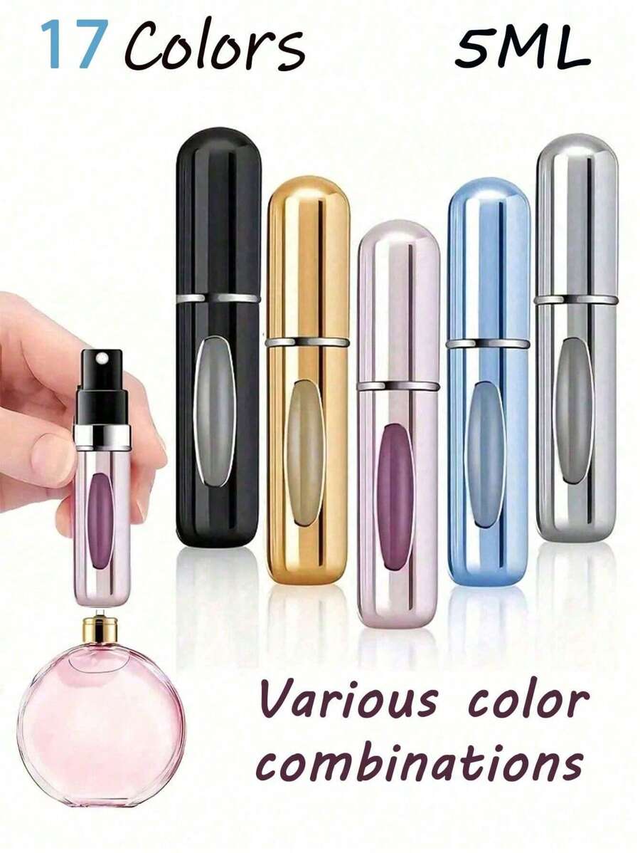 5 件/套 5ml 可再填充香水瓶,旅行必备瓶,采用多彩时尚设计,迷你便携式香水瓶适合情侣、派对、送给家人、朋友和伴侣的情人节礼物 - 彩色 - 查看 1
