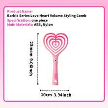 Miniso Lược xương thiết kế hình trái tim bồng bềnh Barbie Series, phong cách chủ đề Barbie quyến rũ, chất liệu giống xương chất lượng cao, hoàn hảo để tạo kiểu tóc hàng ngày, tạo kiểu tóc bồng bềnh và làm người hâm mộ Barbie (1 CÁI) - Hồng - Xem 4
