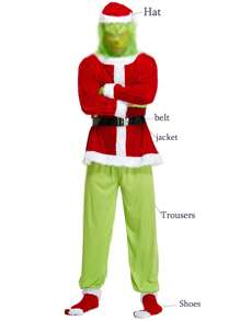 Christmas Costume Green Furry Cosplay Santa Claus Costume Party Party Costume Set Prom