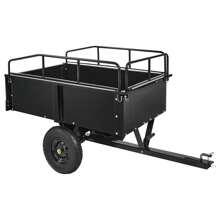 Studyset 750 Lbs Heavy-Duty Steel Dump Cart - 15 Cubic Feet Garden Utility Trailer With Removable Sides, Hand-Pull Or Foot Pedal Dumping For ATVs, UTVs, Lawn Mowers, And Tractors