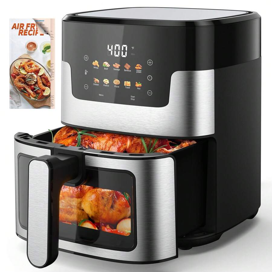 Suodoka 10 In 1 Air Fryer 6 Qt Capacity, Compact Countertop With Nonstick Basket, 400F Air Crisp - màu đen - Xem 1
