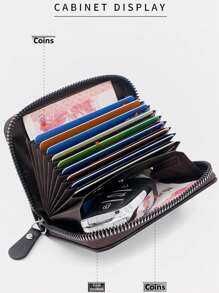 Retro Oil Wax Leather Zipper Pocket Men's Organ Card Bag, Multi Slot Card Bag, Card Holder, Coin Purse, Valentine's Day Gift For Boyfriend, Father's Day Gift For Father, Perfect Gift For FatherLarge Capacity Multi-Card Slots,Business Casual Style,Birthday Gift,Graduation Gift,Father's Day Gift