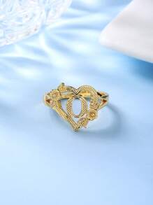 1pc Stylish Adjustable Rings With Heart, Letter, Geometric Pattern Design, Fashion Accessories, Ideal Gift