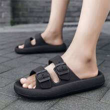 Sandals For Women And Men Pillow Slippers Double Buckle Adjustable Slides EVA Flat Sandals - Brown - View 11