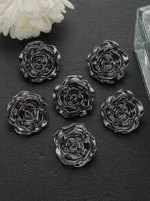 Vintage Rose Flower Metal Buttons 6 Packs, Antique Style Decorative Button For Coats, Sweaters, Suits, Jackets, Women's Fashion, DIY Crafts, Hair Accessories, Sewing Supplies - Golden & Silver Grey