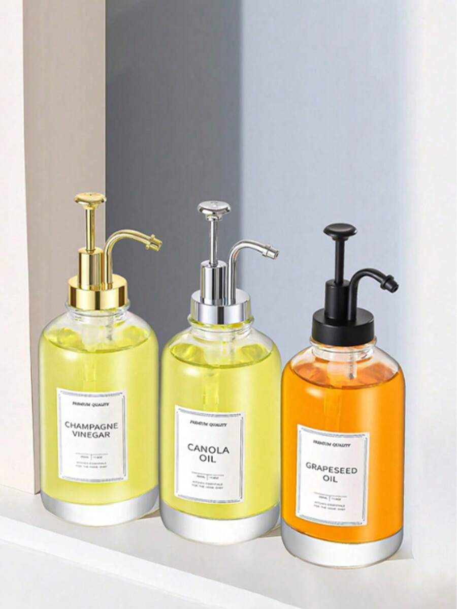 1pc Coffee Syrup Dispenser, Syrup Bottle With Pump, Oil Dispenser, Glass Syrup Bottle With Pump